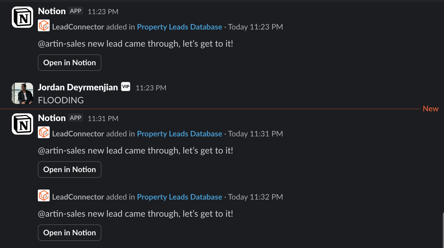 Three lead notifications inside nine minutes